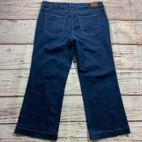 Lands End Womens Jeans sz 16W new Dark Wash Straight Trouser x28" Cotton Stretch - Picture 8 of 11